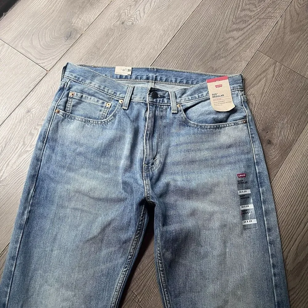 Levi's 505 Regular Fit Straight Leg Light Wash Men's 34x29 NEW!